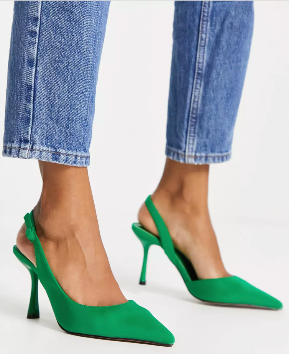 ASOS DESIGN Simmer slingback stiletto mid shoes in green