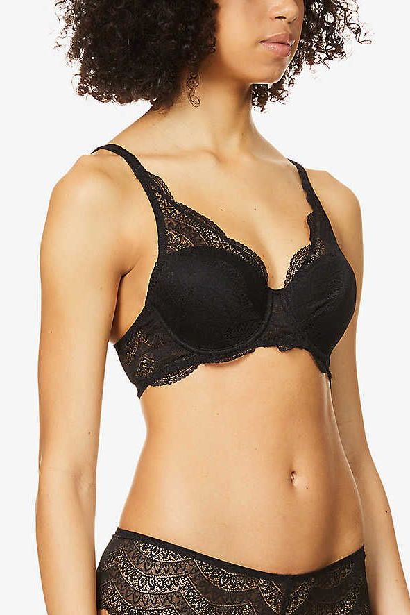 Karma moulded-cup stretch-lace bra