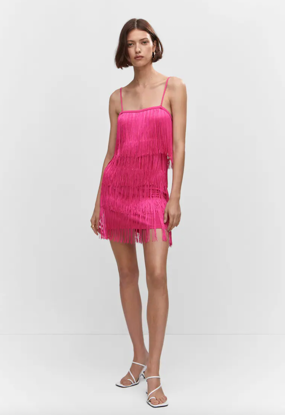 Zara pink hot sale fringe dress