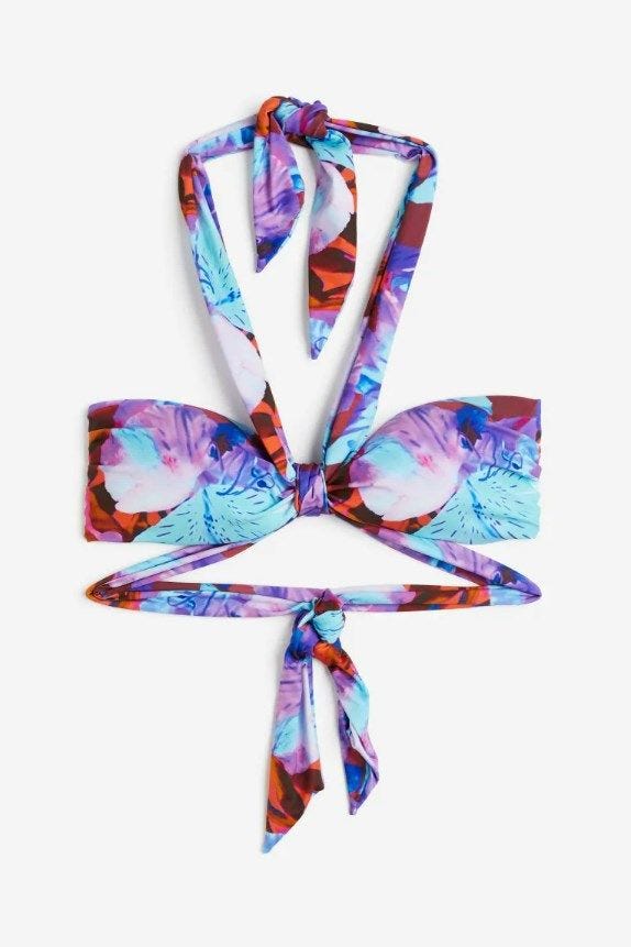 Top de bikini bandeau con cuello halter con relleno, de H&M