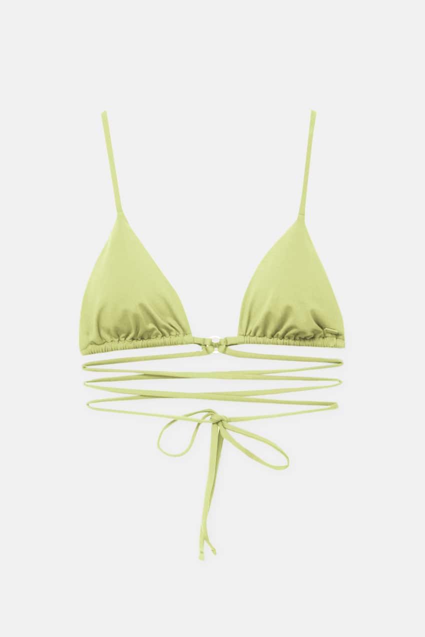 Top de bikini de tiras verde, de Pull & Bear