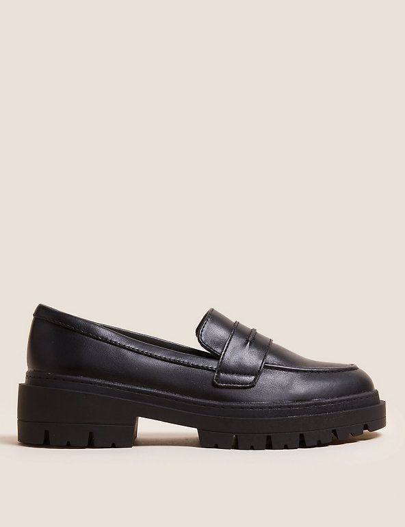 Ladies flatform clearance loafers