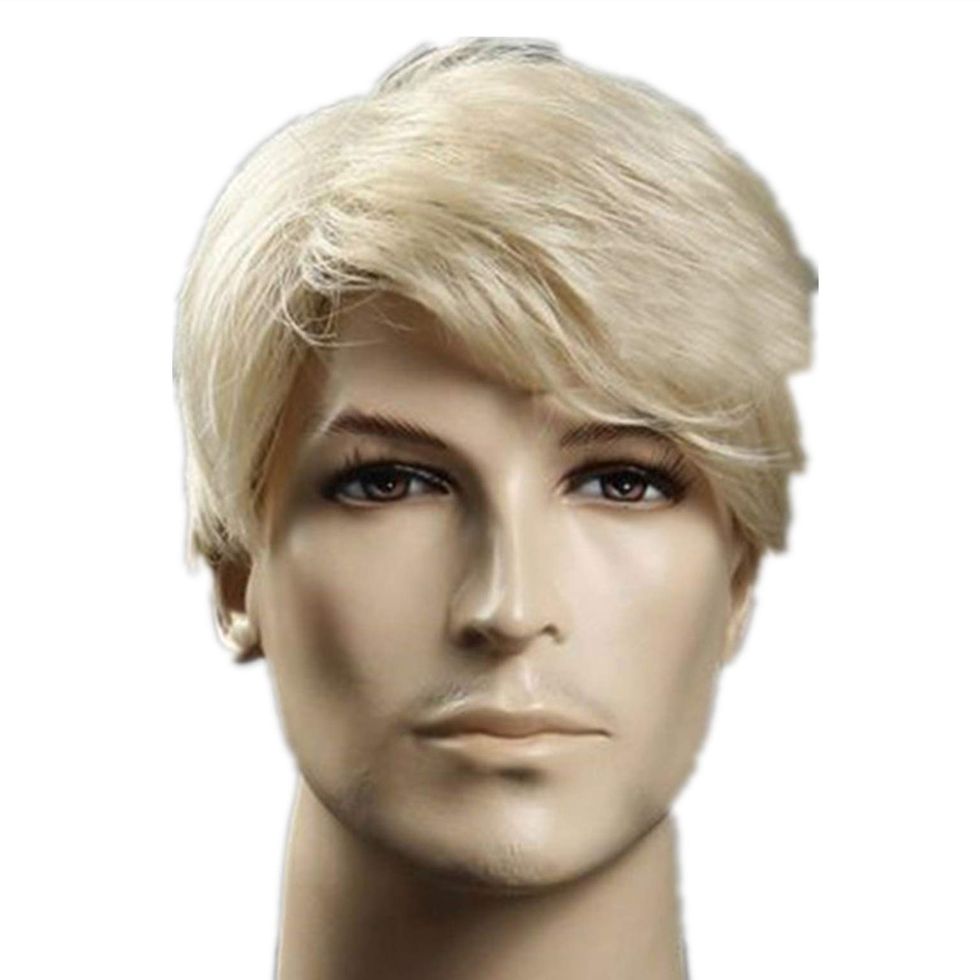 Blond Men's Wig with Side-Swept Bangs