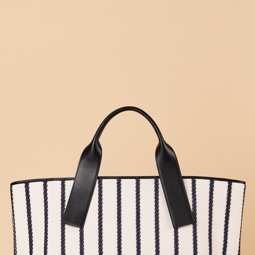 Personalised Tote Bag, Black Canvas, Gold Stripe