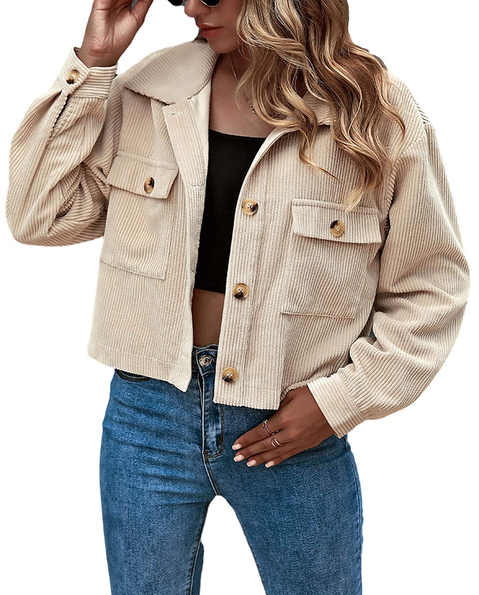 Women's Cropped Corduroy Shirts Jackets