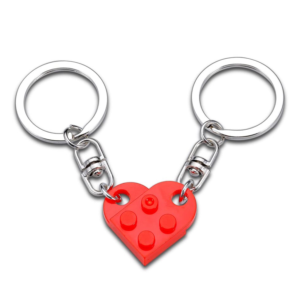 Matching Couples Brick Heart Keychain