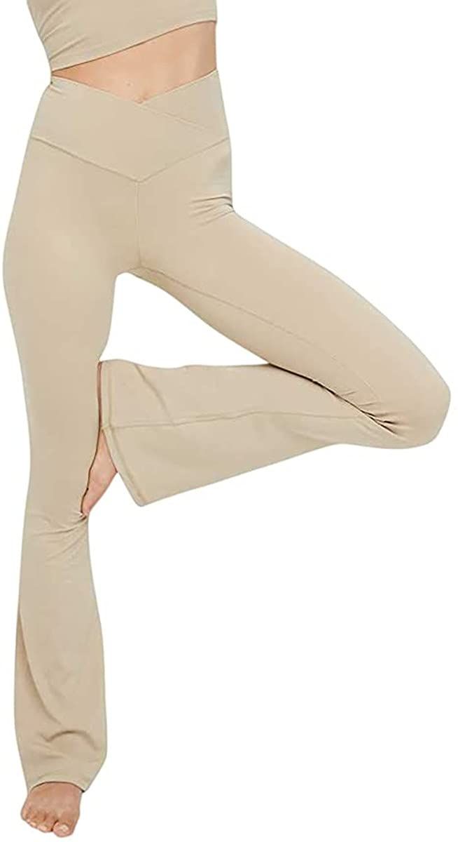 Khaki Cotton Flared Yoga Pants 5 COLOURS Comfy Leggings Yoga
