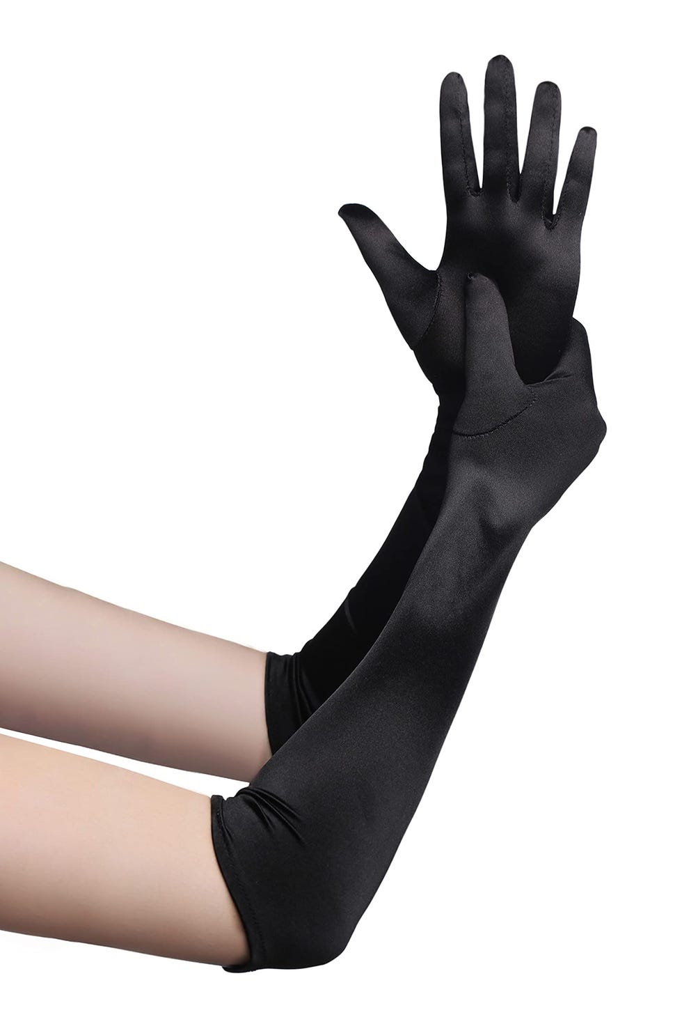 Elbow-Length Satin Gloves