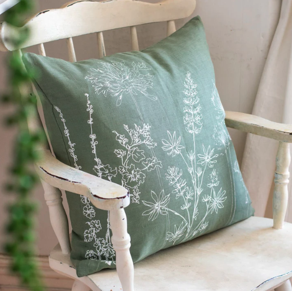 Pure linen floral cushion