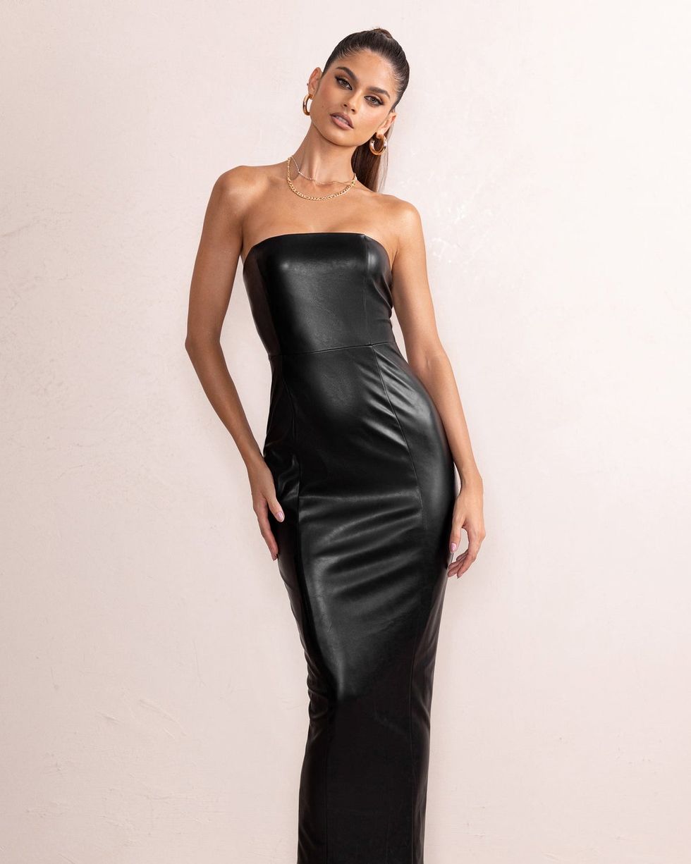 My Moment Black Faux Leather Dress