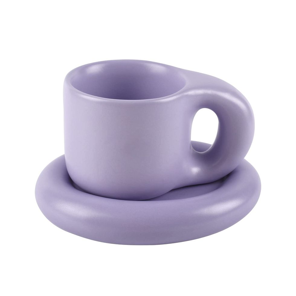 Ceramic Coffee Chubby Mug Saucer Set