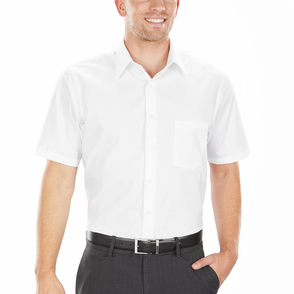 Van Heusen 100% Cotton Non-Iron Aviator Shirt - Men's Short Sleeve