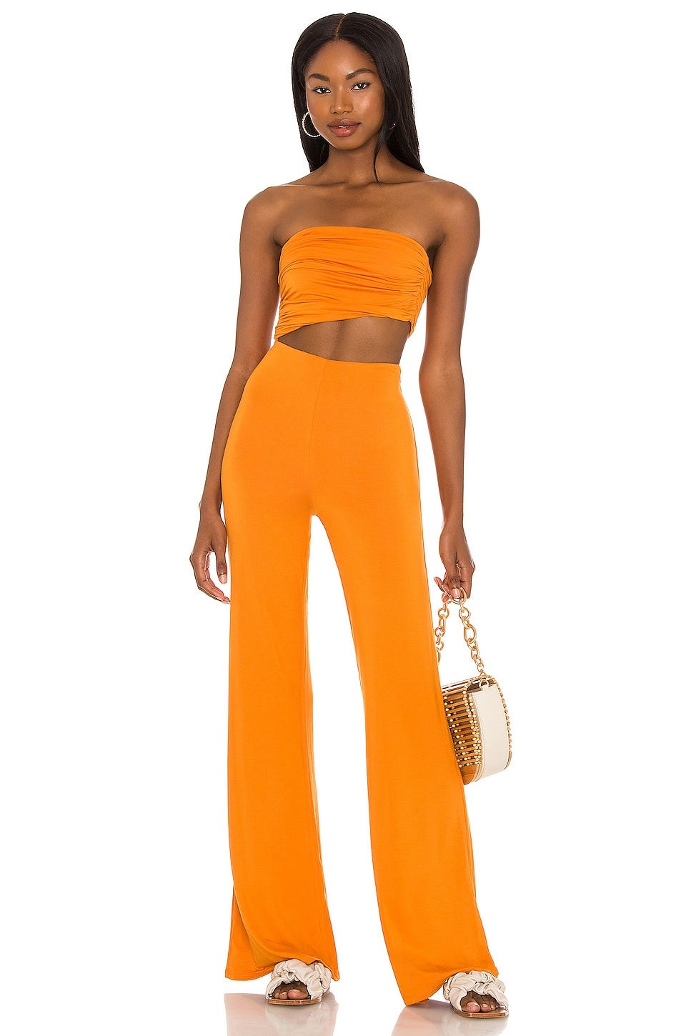 Pure Color Strapless Top Two Piece Outfits For Women  Two piece pants set,  Womens tube top, Wide leg pant suit