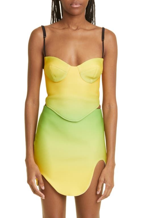 Corset Detail Top in Yellow Green Ombre 