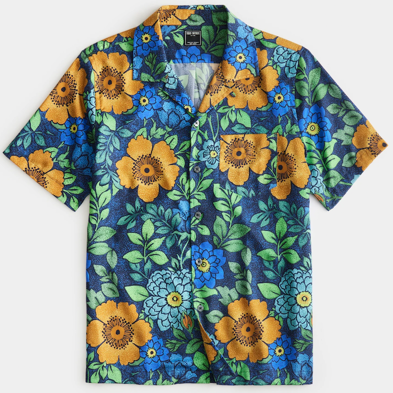 Botanical Camp Collar Shirt in Blue