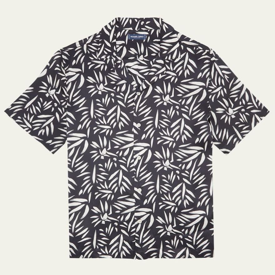 Silk Leaf-Print Camp Shirt