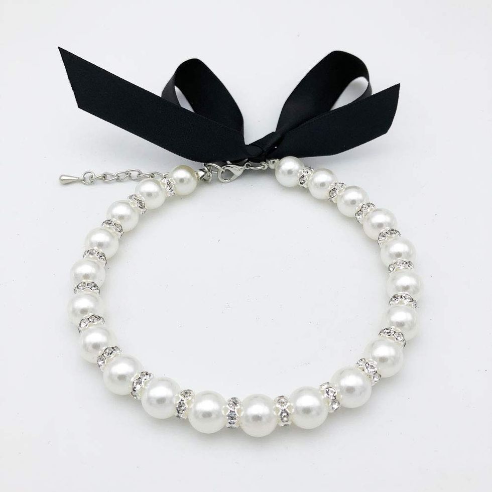 Faux Pearl and Diamond Necklace