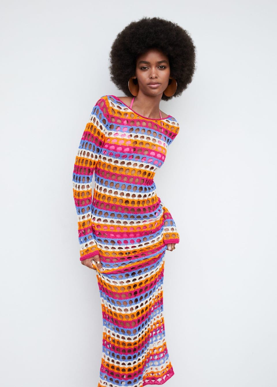 Vestido crochet multicolor