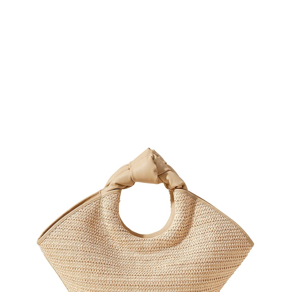 Hereu Neutrals Leather-trimmed Straw Handle Bag Tote