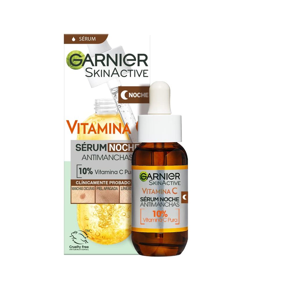 Garnier Sérum de Noche Antimanchas con 10% de Vitamina C Pura, Resultados clínicamente probados en manchas oscuras, piel apagada y líneas finas