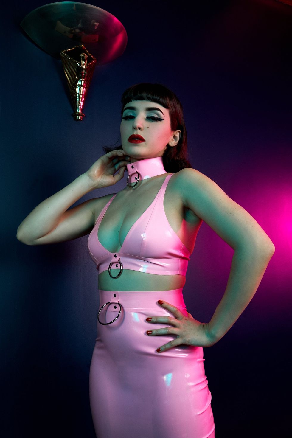 What to wear to a sex party - Imogen Pink Latex and Ring Bra