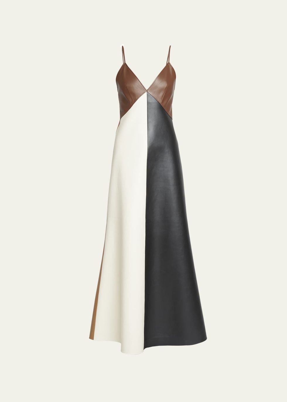 Nappa Leather Patchwork Maxi Dress