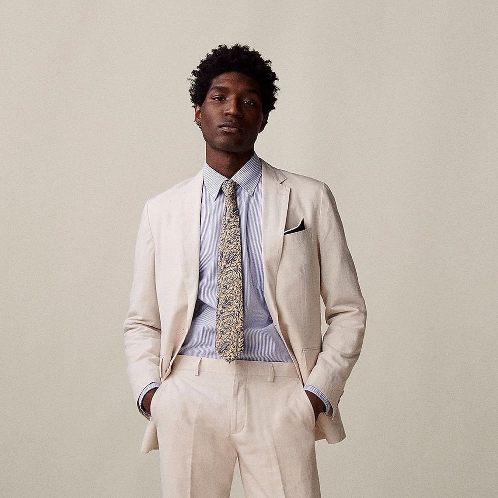 Ludlow Slim-fit Unstructured Suit Pant in Cotton-Linen Blend