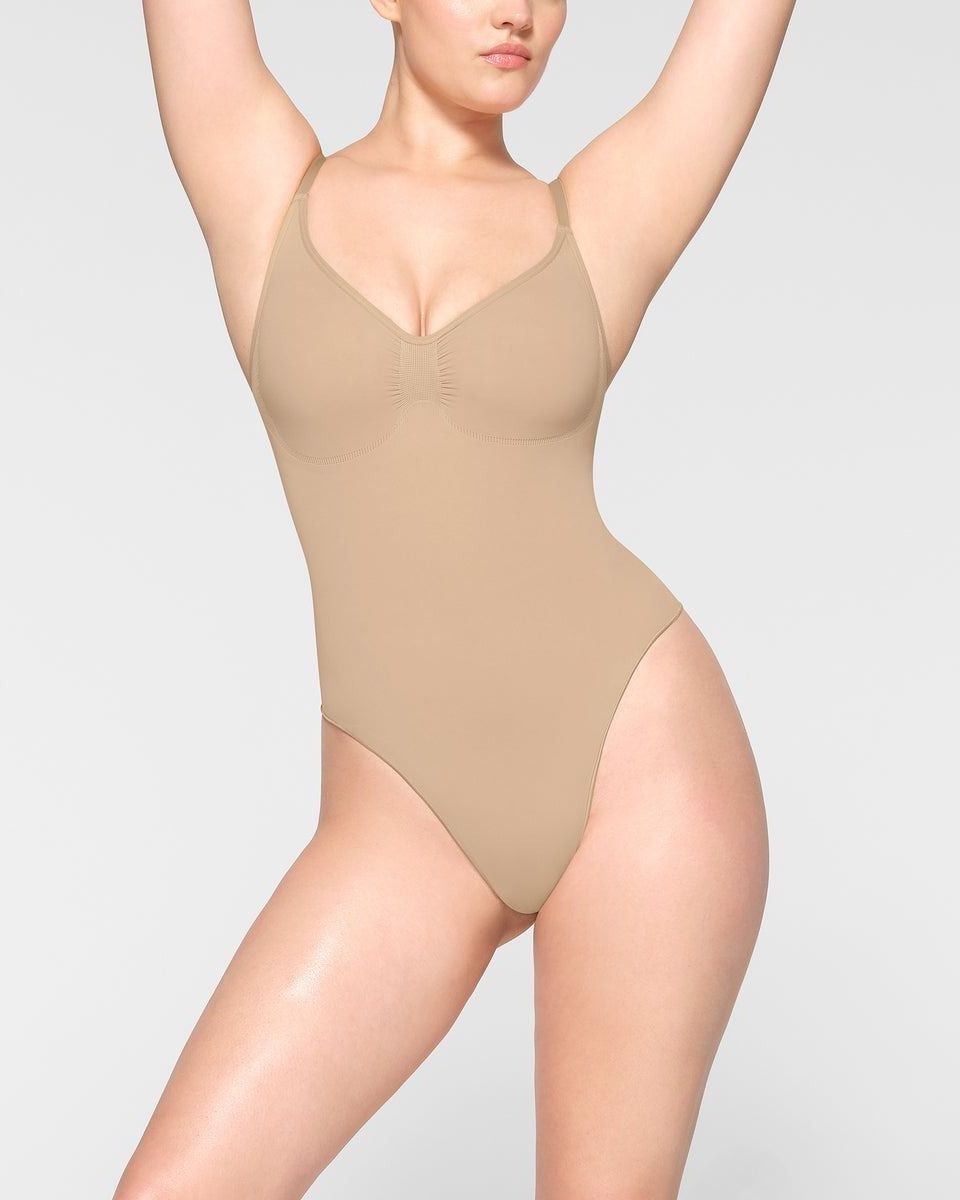 Womens Skims nude Seamless Sculpt Thong Bodysuit | Harrods UK