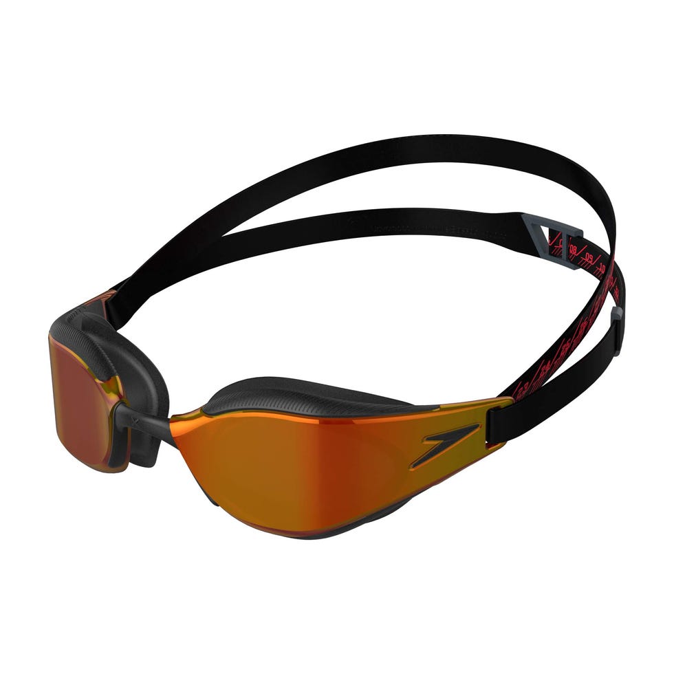 Speedo Fastskin Hyper Elite de Espejo Gafas de natación, Unisex-Adult, Negro/Oxid Grey/Fire Gold, Einheitsgröße
