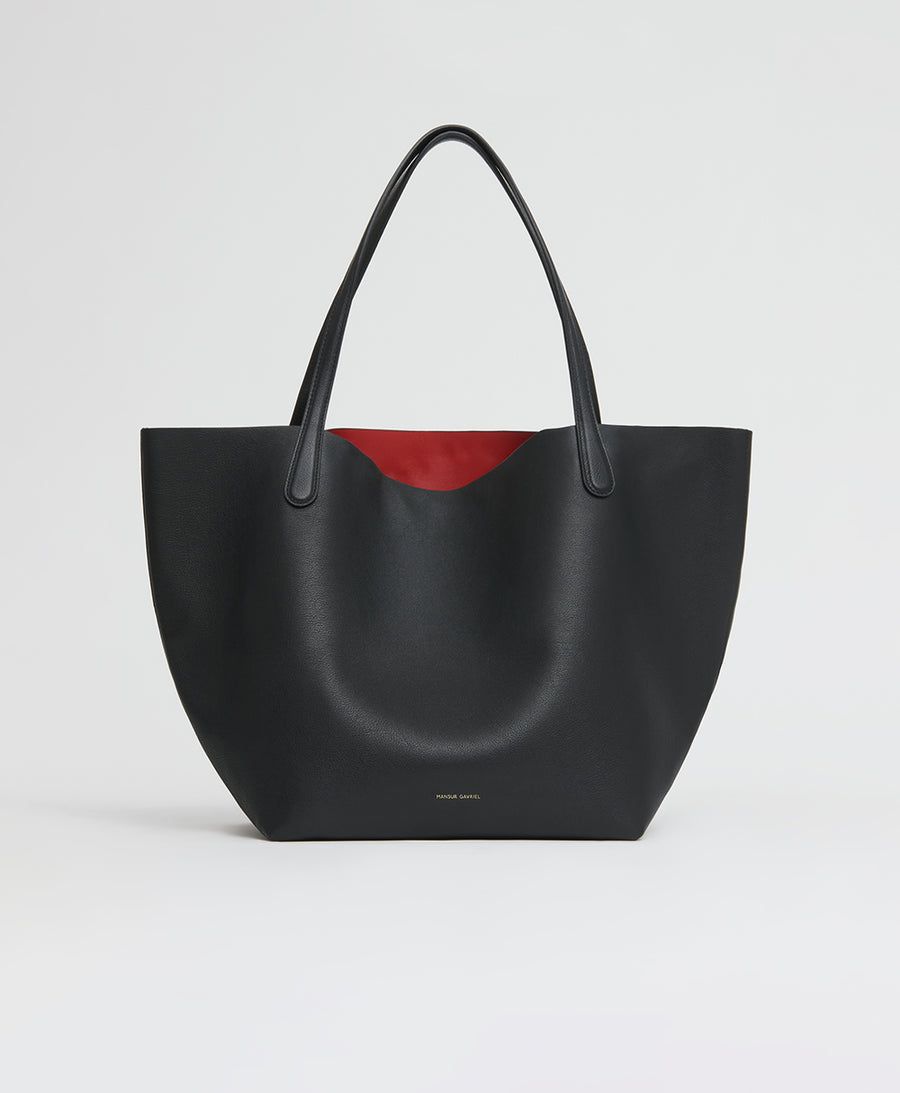 Black soft leather sales tote bag