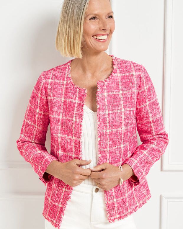 Pink Windowpane Tweed Jacket