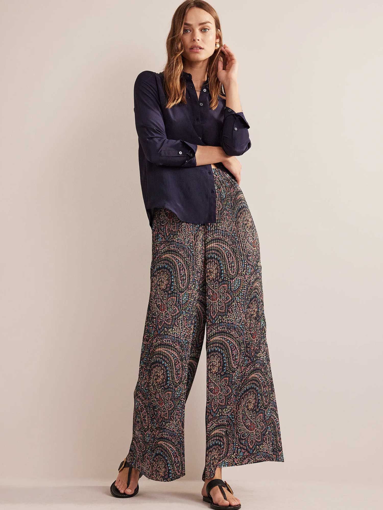 Casual Wide Leg Trousers  XENON BLUE  Boden UK