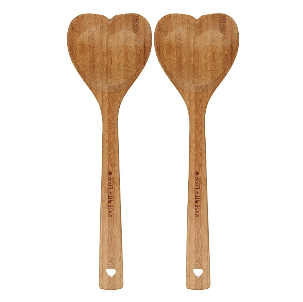Bamboo Heart Shaped Spoon, 2 Pack