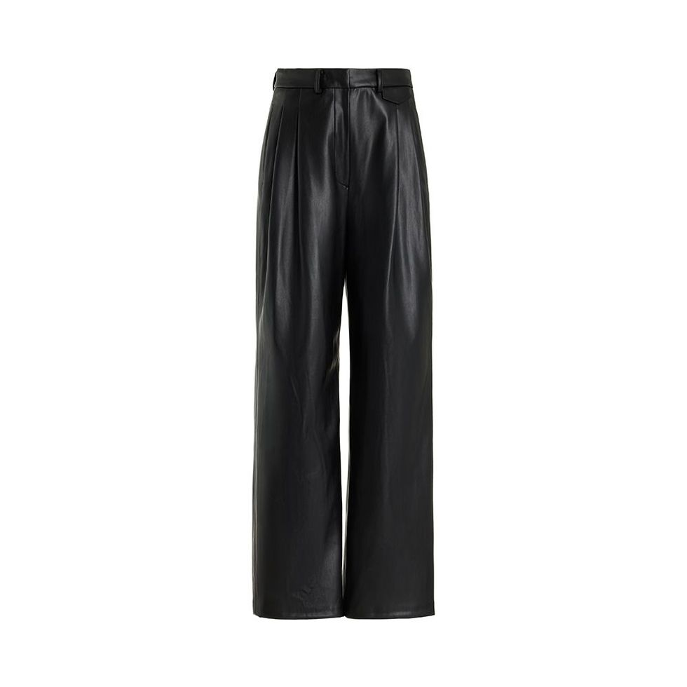 Pernille Pleated Faux Leather Wide-Leg Pants