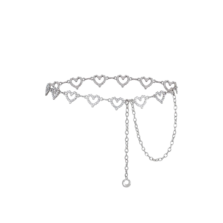 Silver Heart Chain Belt