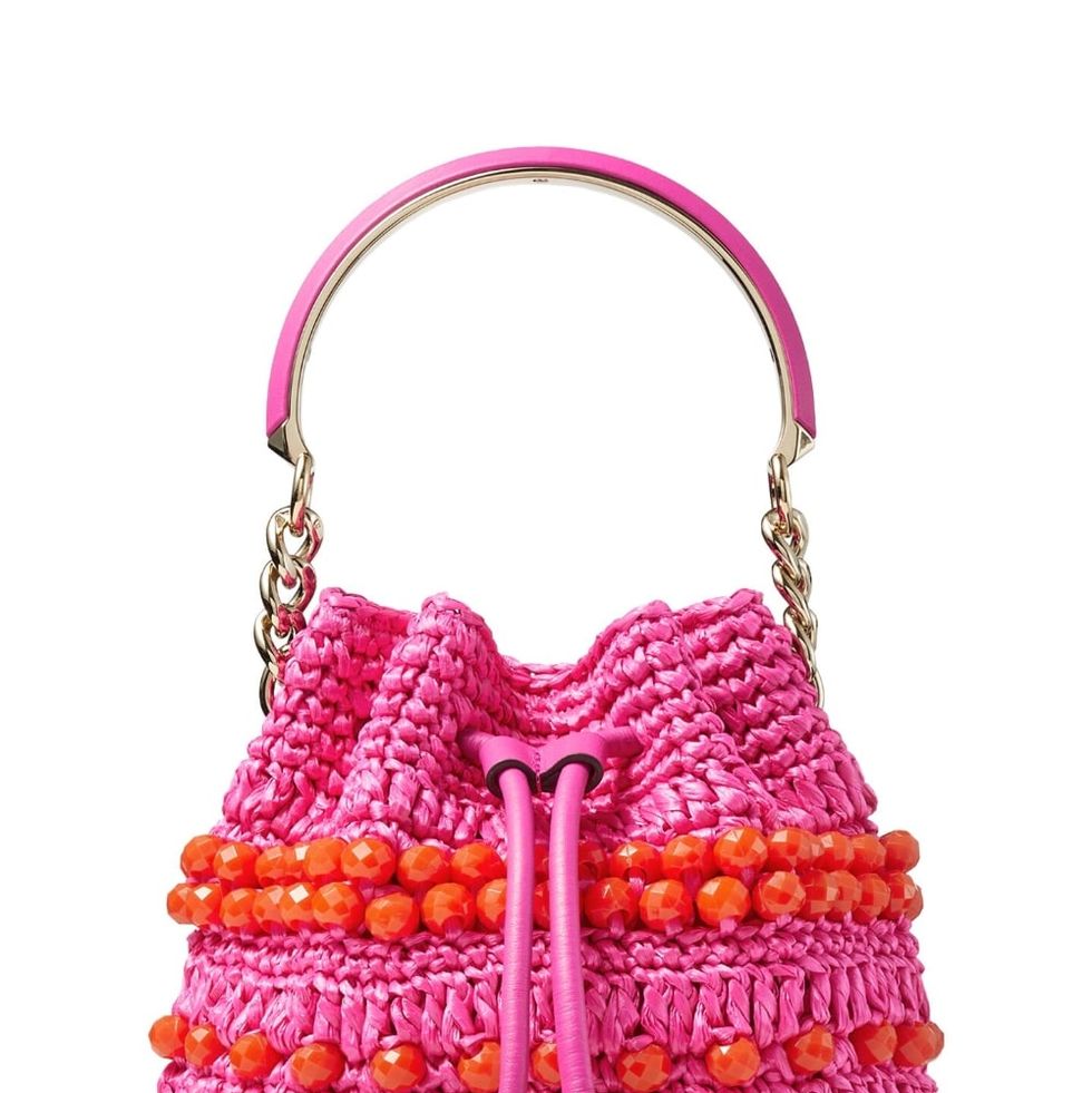 Pink Bead Bag Crystal Bead Bag Evening Bag With Handle Bead 