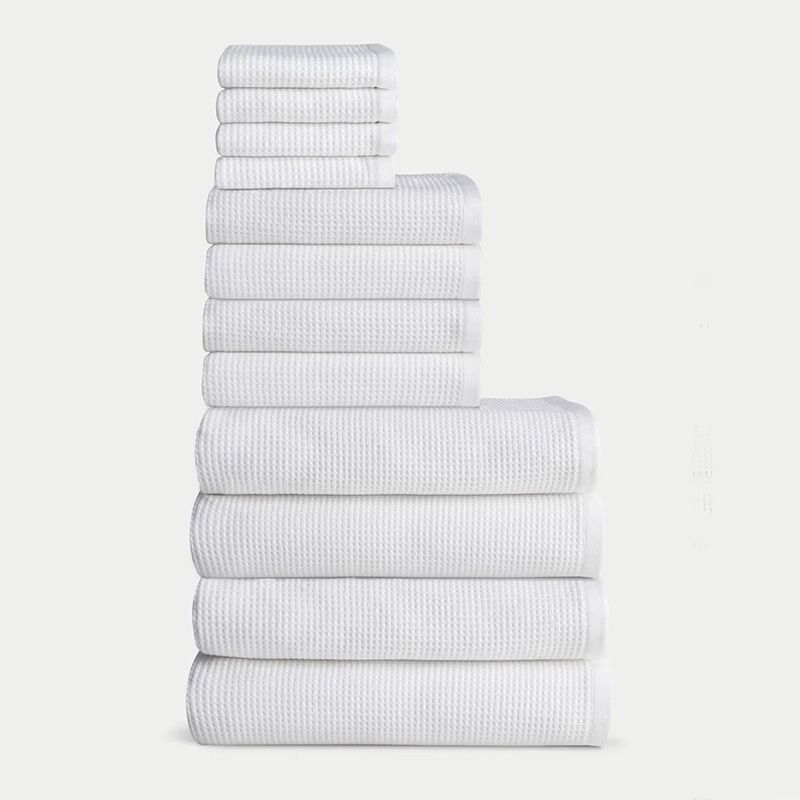 Gilden Tree Premium Waffle Weave Hand Towel 100% Natural Cotton Highly Absorbent & Quick Drying Lint Free Extra Soft Feel Thin Cloth (White)