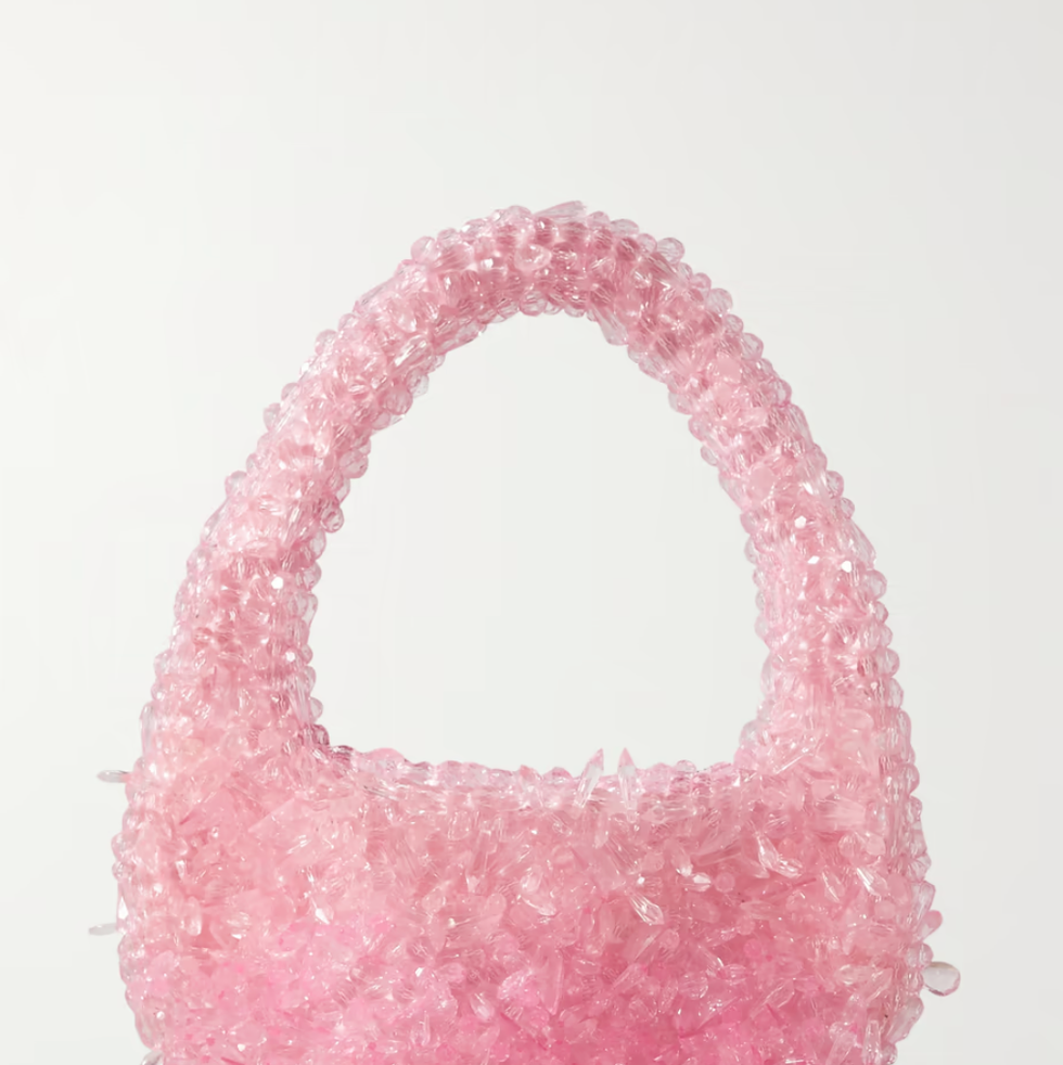 Pink Bead Bag Crystal Bead Bag Evening Bag With Handle Bead 