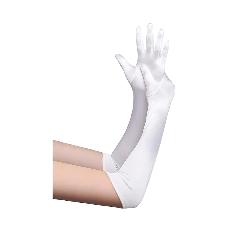 Elbow-Length Satin Gloves