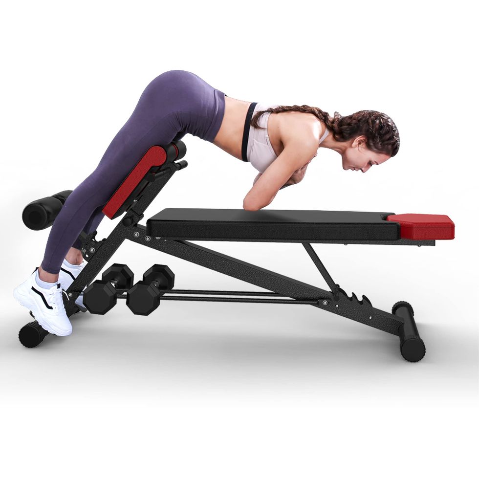 Roman Chair Back Extension Machine - Lower Back Hyperextension Bench -  Adjustable Exercise Equipment for Hamstring and Glute for Home Gym, Black