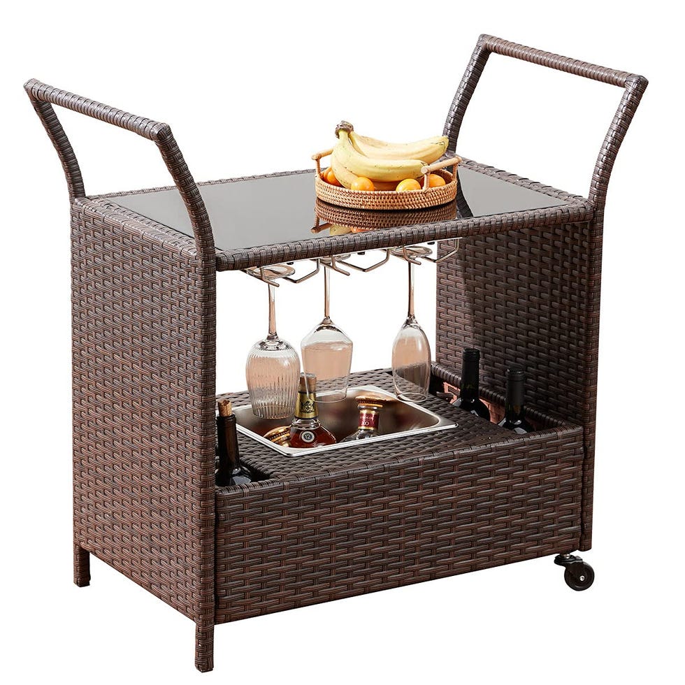 Outdoor Wicker Bar Cart