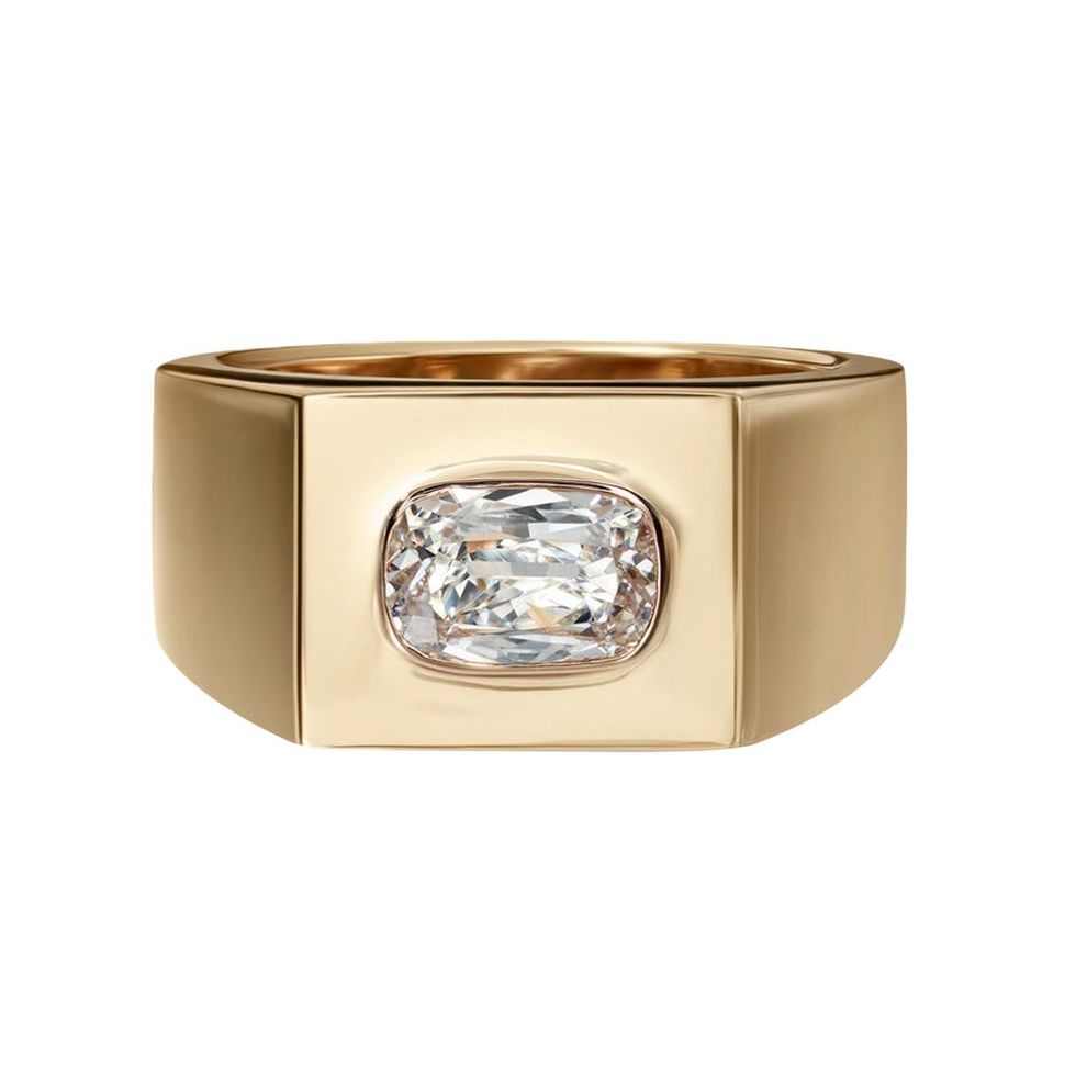 Authentic Louis Vuitton LV 18K Yellow Gold Diamond Malachite Blossom Signet Ring