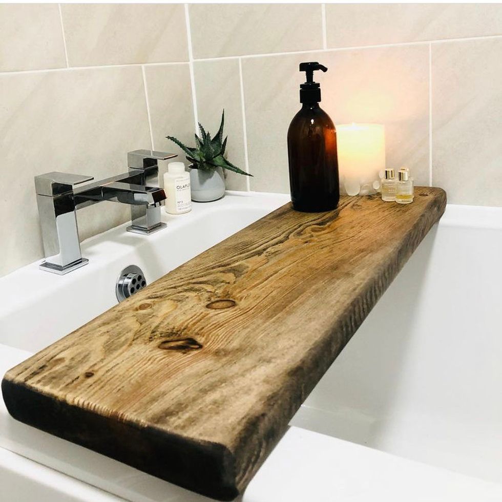 Wooden One Side Bath Caddy Bath Tray Bath Rack Bath Board One Rim