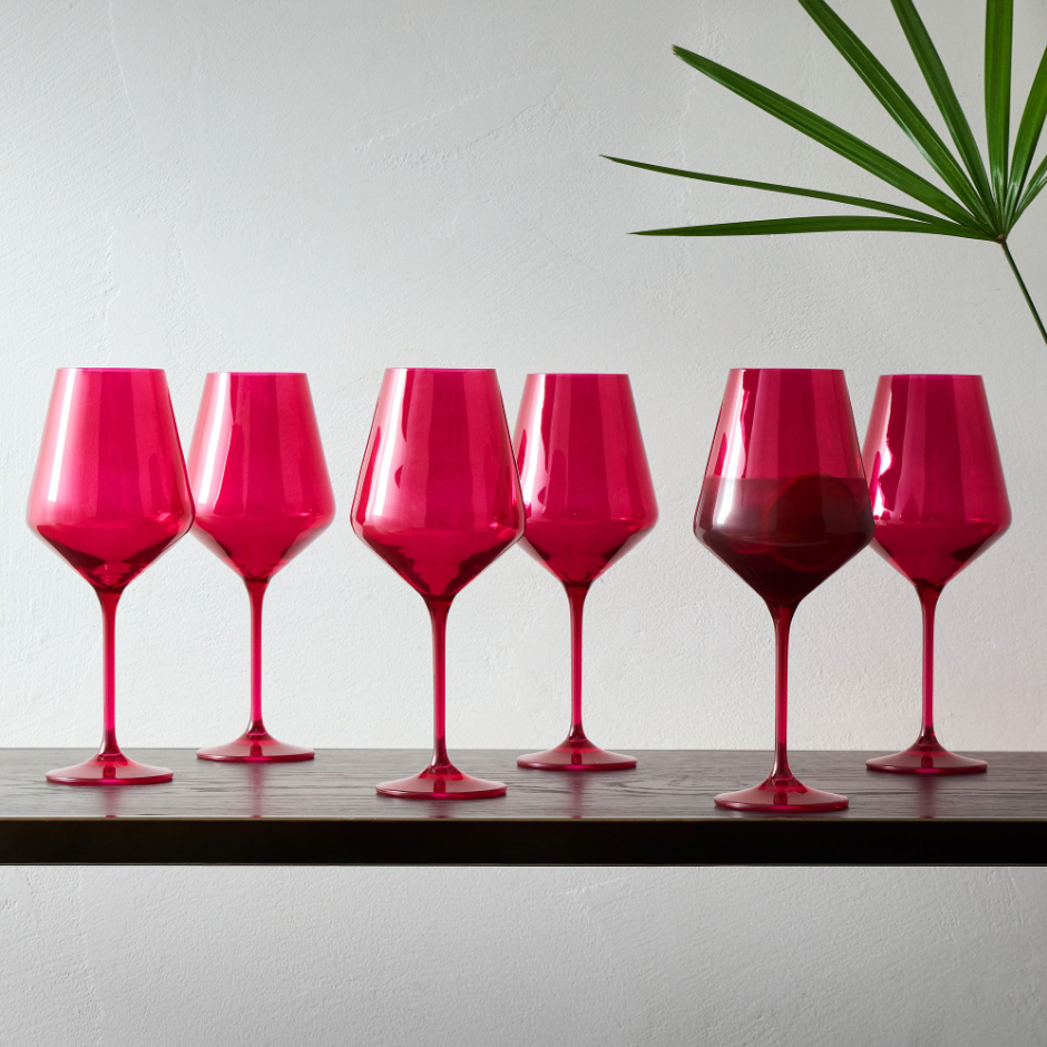 Fushia Stemmed Wine Glasses Fushia Stemmed Wine Glasses