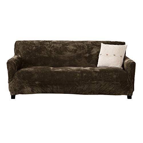 Plush velvet stretch sofa slipcover