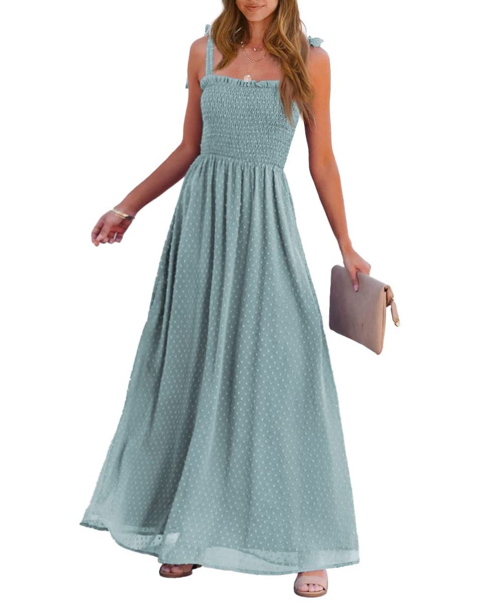 Summer Solid Color Sleeveless Long Curvy Dress with Belt Summer Solid Color  Sleeveless Long Curvy Dress with Belt