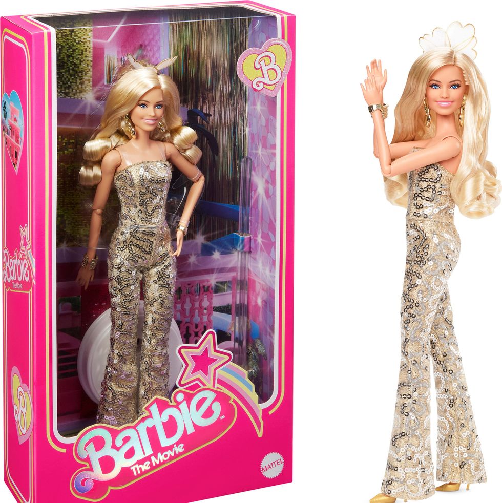 Mattel Barbie The Movie Collectible Doll, Margot Robbie as Barbie in Gold Disco Jumpsuit