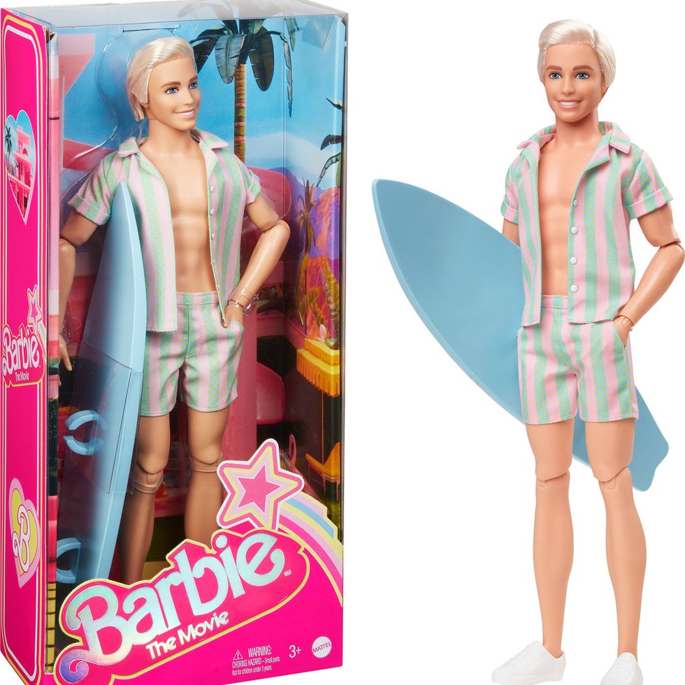 Mattel Barbie The Movie Ken Doll Wearing Pastel Striped Beach Matching Set