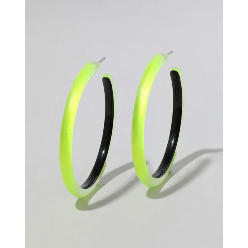 Skinny Lucite Hoop Earring- Neon Yellow