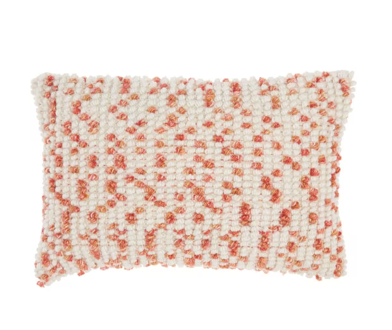 Mina Victory, Coral Abstract Rectangle Throw Pillow